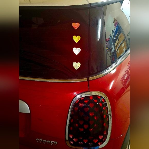 Set of 4 pcs Heart-shaped Reflective decals Stickers " Red " NWT ❤️❤️❤️ - Picture 2 of 8